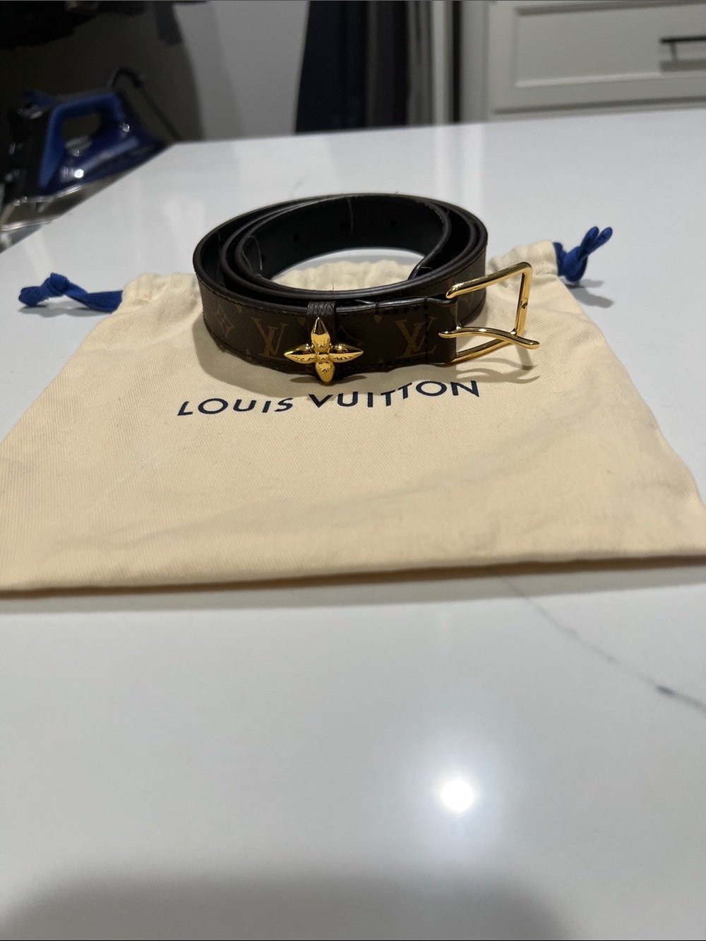 Louis Vuitton new Monogram Belt with Gold Star Motif. Size 85/34. New never worn